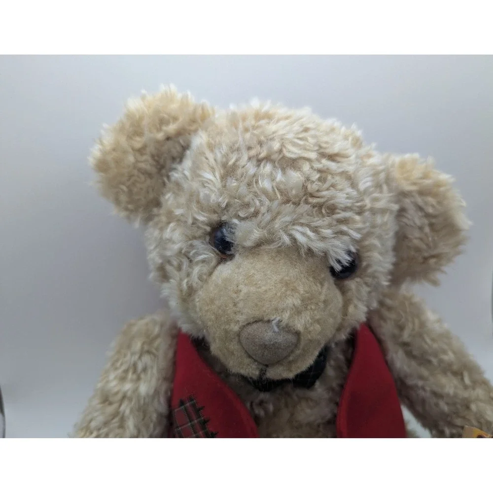 Hallmark‎ Tyler Teddy Plush Bear with Storybook Tag Red Vest Christmas 1990s